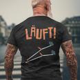 Läuft Krückück [German Language] Black S T-Shirt mit Rückendruck Geschenke für alte Männer